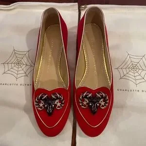 Charlotte Olympia 薔薇刺繍 スタッズ ブーツ Charlotte Olympia 薔薇刺繍 スタッズ ブーツ